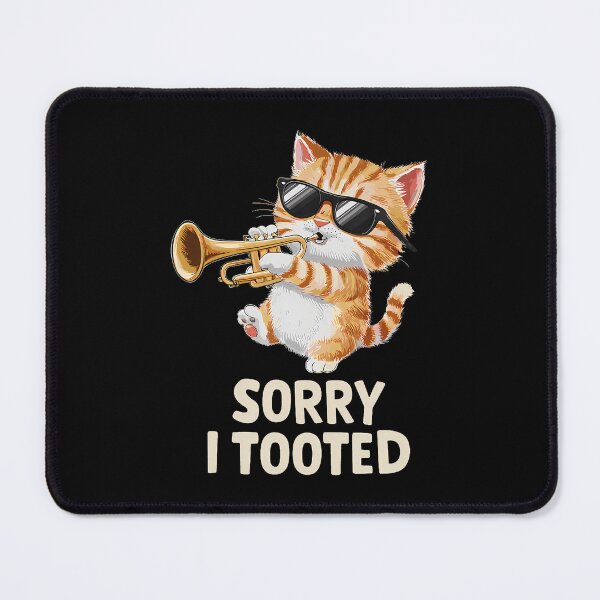 Item preview, Sorry I Tooted Orange Tabby Cat Playing Trumpet Player Funny designed and sold by CharlotteTerri.