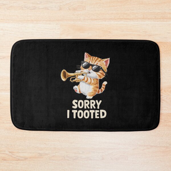 Item preview, Sorry I Tooted Orange Tabby Cat Playing Trumpet Player Funny designed and sold by CharlotteTerri.