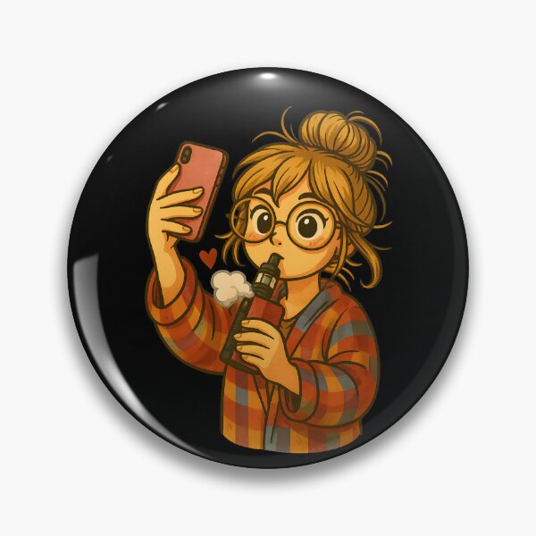 Item preview, Cozy Selfie Vape Girl – Cute Cartoon Vaping Illustration designed and sold by House of Taste Vape Designs.