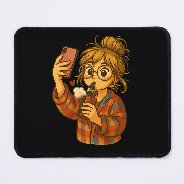 Item preview, Cozy Selfie Vape Girl – Cute Cartoon Vaping Illustration designed and sold by House of Taste Vape Designs.