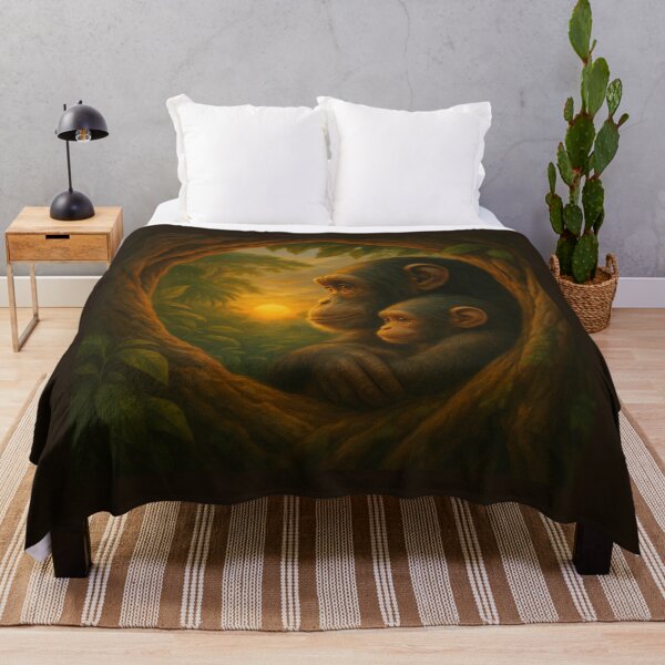 Item preview, Chimpanzee Mother & Baby at Sunset – Jungle Hollow Family Bond designed and sold by GeoWild Designs.