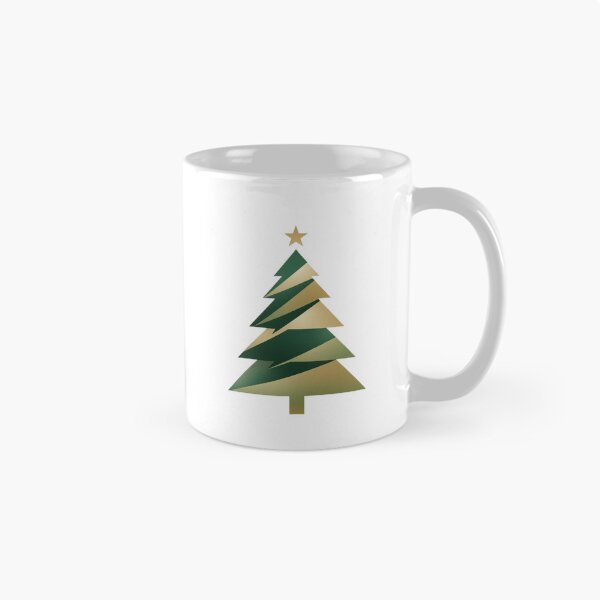 Item preview, Minimalist Gold & Green Christmas Tree – Modern Holiday Decoration Design designed and sold by Pigmentra.