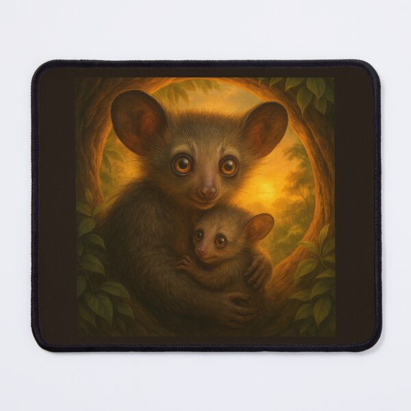 Item preview, Aye-Aye Mother & Baby at Sunset – Rare Jungle Family Bond designed and sold by GeoWild Designs.