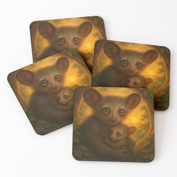 Item preview, Aye-Aye Mother & Baby at Sunset – Rare Jungle Family Bond designed and sold by GeoWild Designs.