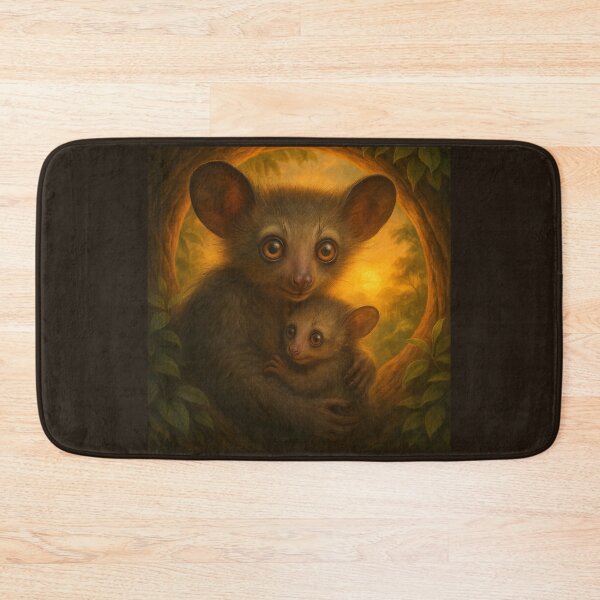 Item preview, Aye-Aye Mother & Baby at Sunset – Rare Jungle Family Bond designed and sold by GeoWild Designs.
