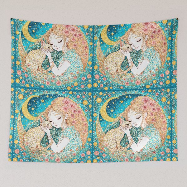 Item preview, Beautiful girl with a cat. designed and sold by Natalia-Vlad.