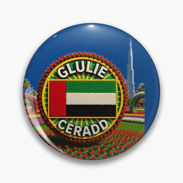 Item preview, Dubai Miracle Garden – 3D Comic Floral Label with UAE Flag , designed and sold by PaintMeWorld.