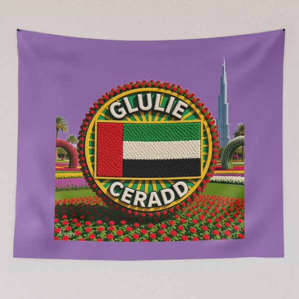 Item preview, Dubai Miracle Garden – 3D Comic Floral Label with UAE Flag , designed and sold by PaintMeWorld.