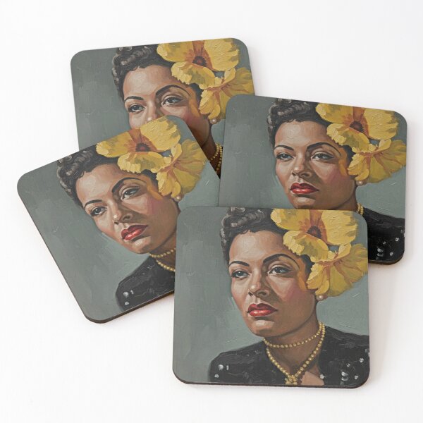 Item preview, Lady Day in Gold and Yellow | Billie Holiday Oil Painting Portrait designed and sold by Art's Diner.