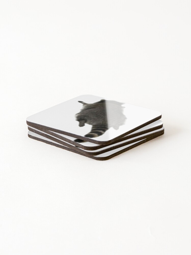 Thumbnail 4 of 5, Coasters (Set of 4), Trashed Panda Raccoon Sticker designed and sold by PatternUnhinged.