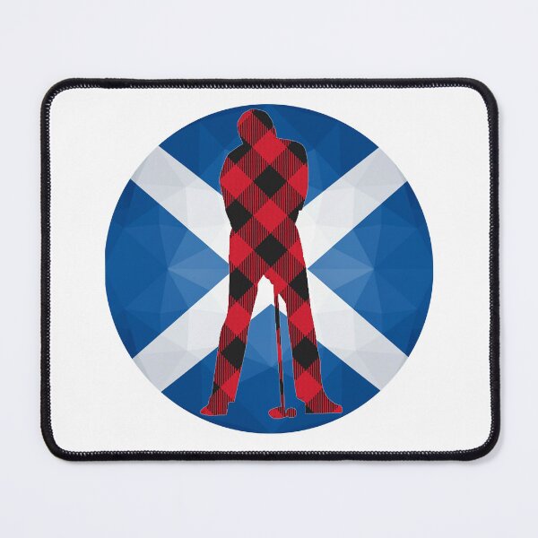 Item preview, Geometric Scottish Flag Art | Red Tartan Golfer designed and sold by Loom on the Loch.
