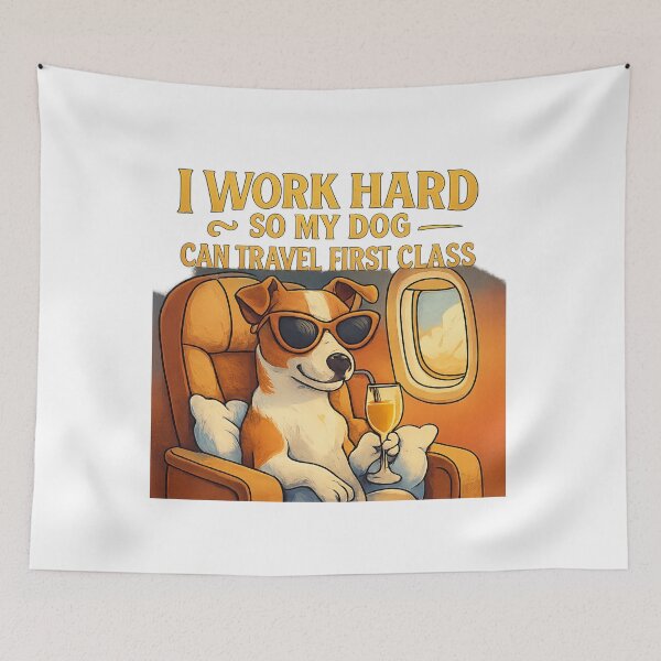Item preview, I Work Hard So My Dog Can Travel First Class Adventure Vintage Travel designed and sold by Retro-Anime9.