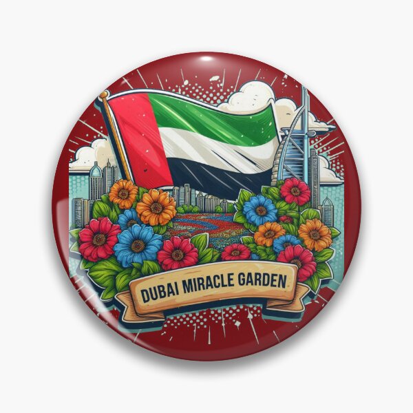 Item preview, Dubai Miracle Garden – 3D Comic Floral Label with UAE Flag , designed and sold by PaintMeWorld.