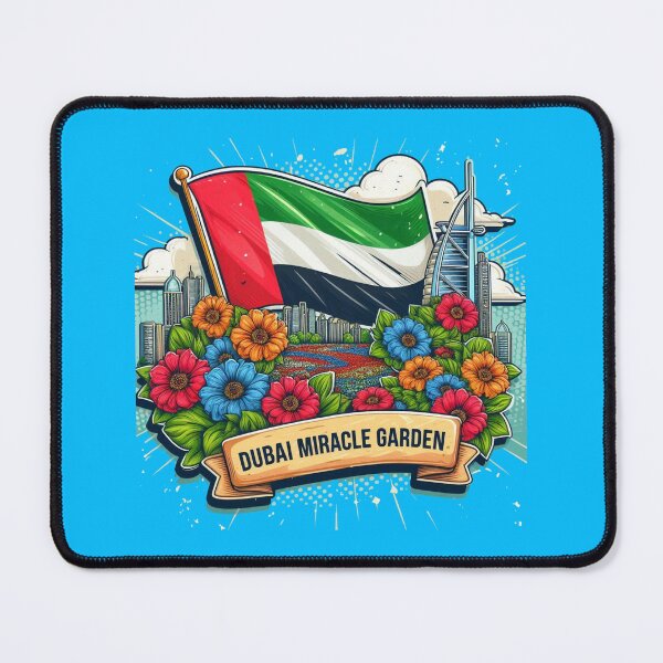 Item preview, Dubai Miracle Garden – 3D Comic Floral Label with UAE Flag , designed and sold by PaintMeWorld.