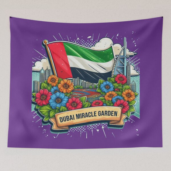 Item preview, Dubai Miracle Garden – 3D Comic Floral Label with UAE Flag , designed and sold by PaintMeWorld.