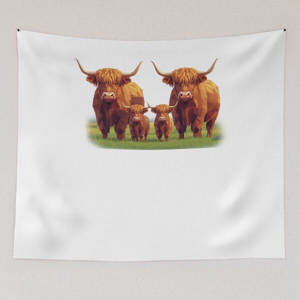 Item preview, Modern Low Poly Coo T-Shirt | Rustic Scottish Cattle Family Graphic designed and sold by Loom on the Loch.