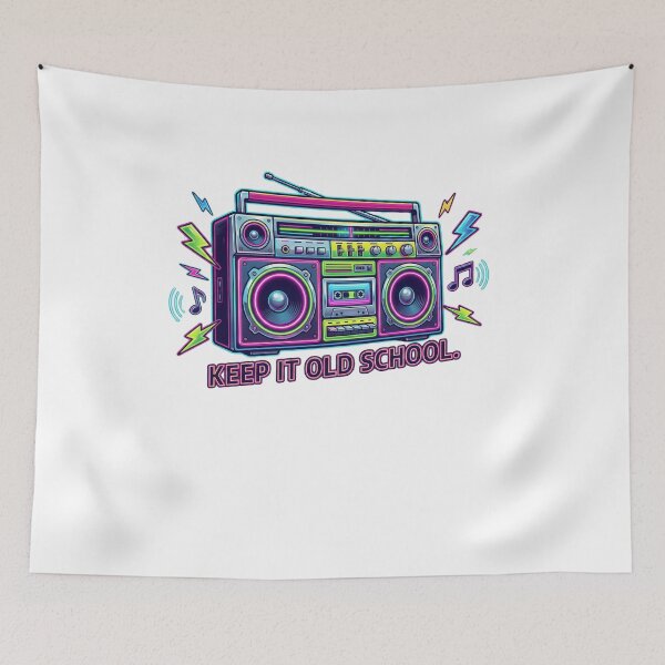 Item preview, Funny Retro Music T-Shirt - 'Keep It Old School' Boombox - 80s Hip Hop Nostalgia Gift designed and sold by INWESTOR88.
