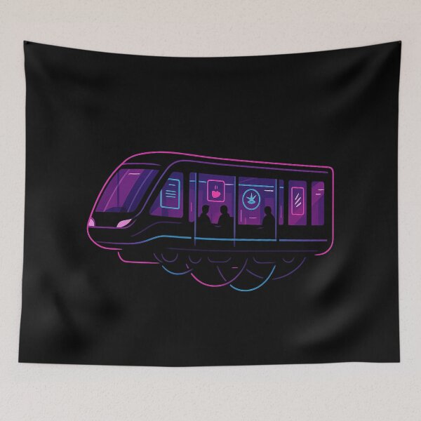 Item preview, Neon Hover Train – Futuristic Cyber Transit Illustration designed and sold by AddictiveDesign.