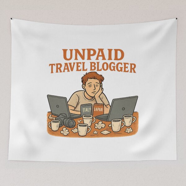 Item preview, Unpaid Travel Blogger Adventure Vintage Travel designed and sold by Retro-Anime9.