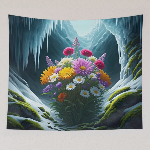 Item preview, Bloom of Winter: Flowers in the Snowlit Cavern designed and sold by PawPrintedArt.