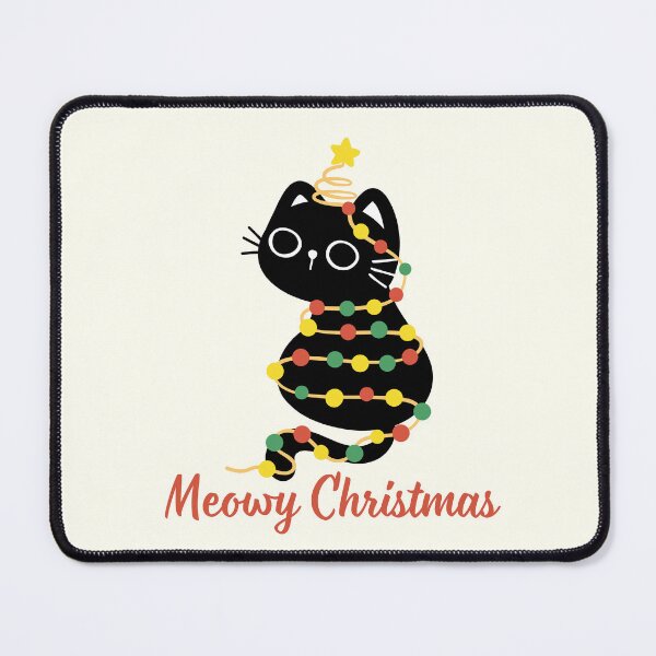 Item preview, Meowy Christmas Black Cat Wrapped in Lights designed and sold by Inkworksbyshery.