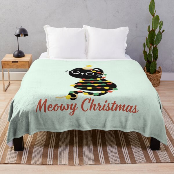 Item preview, Meowy Christmas Black Cat Wrapped in Lights designed and sold by Inkworksbyshery.