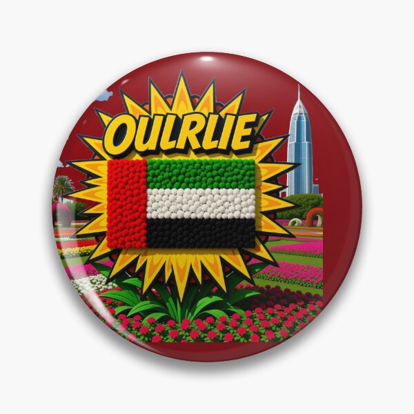 Item preview,  Dubai Miracle Garden – 3D Comic Floral Label with UAE Flag , designed and sold by PaintMeWorld.