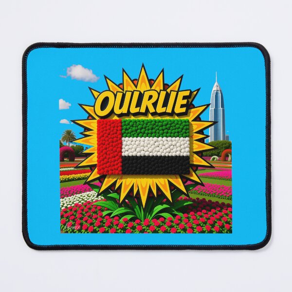 Item preview, Dubai Miracle Garden – 3D Comic Floral Label with UAE Flag , designed and sold by PaintMeWorld.