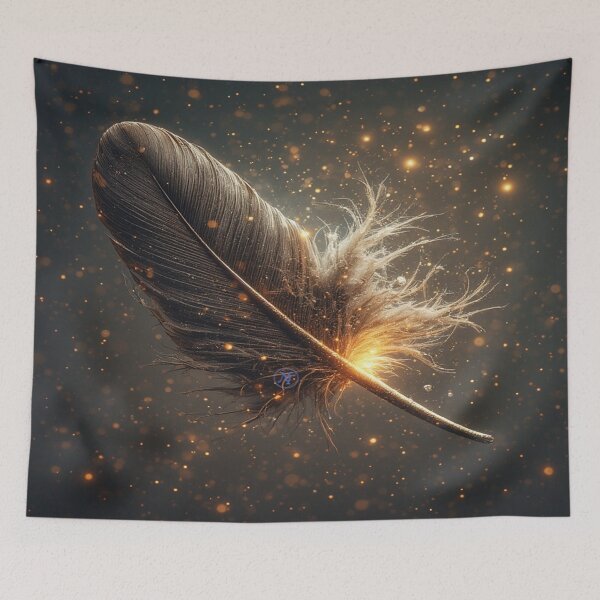Item preview, Golden Ember Feather — Dark Fantasy Firelight Feather Art, Magical Glowing Spark Illustration by NegarTv Designs designed and sold by NegarTv Designs.