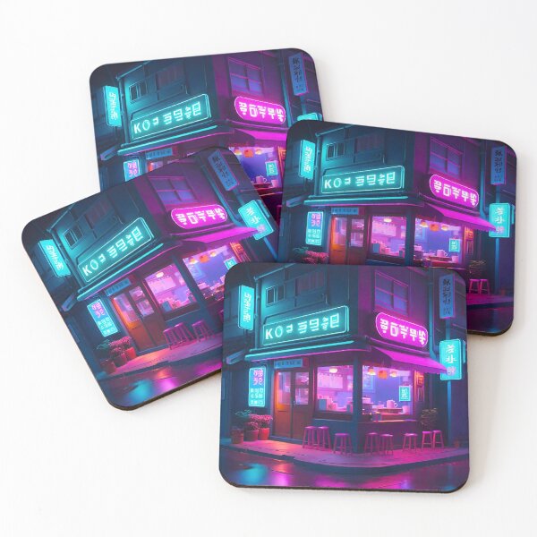 Artikelvorschau, Koreanisches Neon-Café LoFi-Kunst entworfen und verkauft von ZenGrooves.