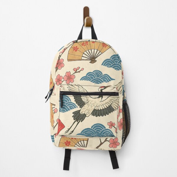 Item preview, Japanese Crane Pattern – Sakura Cherry Blossoms & Folding Fans designed and sold by elgreko.