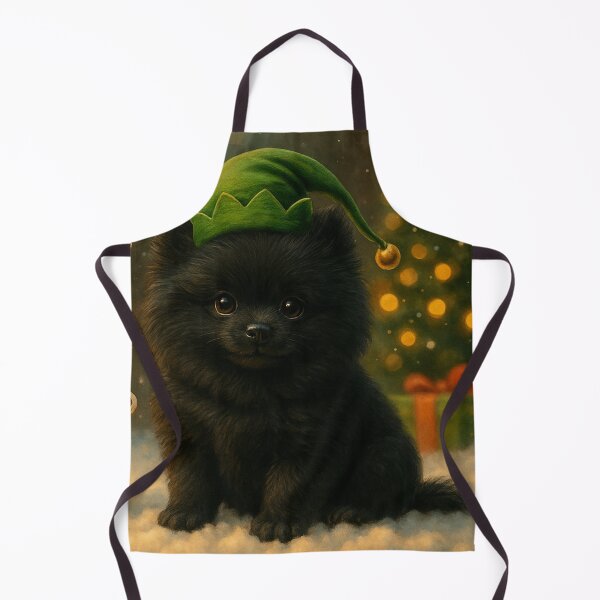Item preview, Premium Black Pomeranian Christmas Puppy – Gingerbread Sign Holiday Scene designed and sold by GivingJoy.