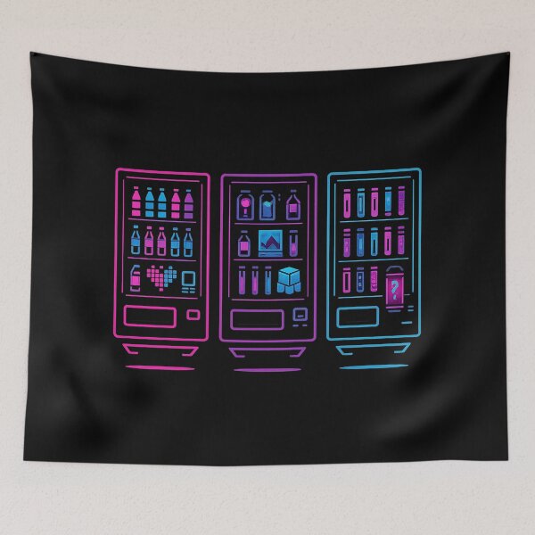 Item preview, Neon Cyber Vending Machines – Futuristic Vaporwave Drink Dispensers designed and sold by AddictiveDesign.