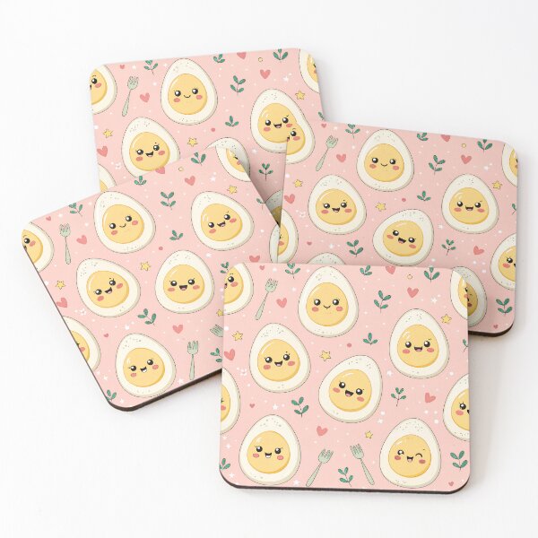Item preview, Kawaii Deviled Eggs Pattern – Cute Pastel Food Illustration for Food Lovers designed and sold by VividOrganica.