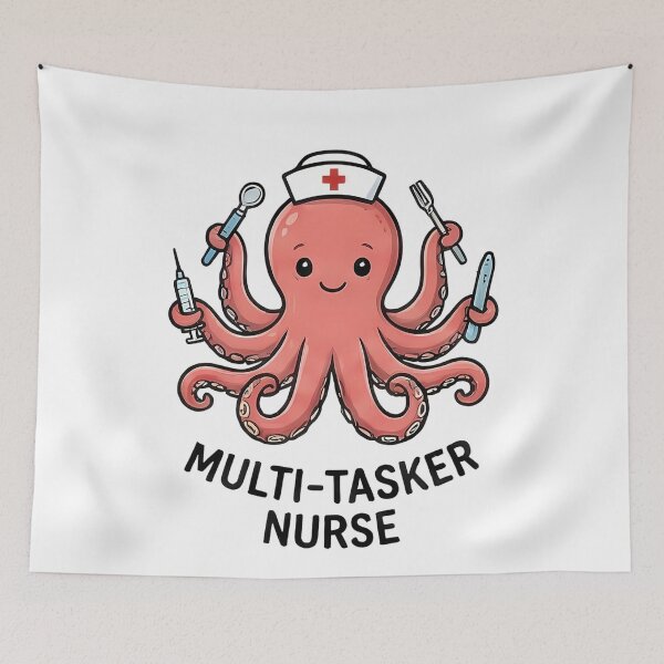 Item preview, Multitasker Nurse Octopus Funny Healthcare Worker designed and sold by k3rstman1.