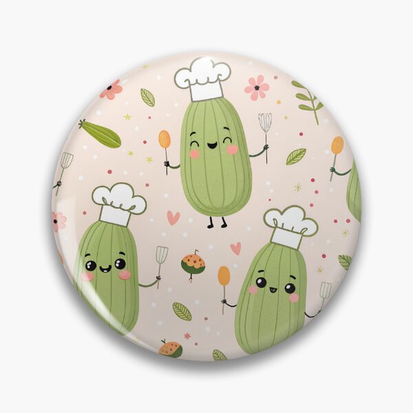 Item preview, Kawaii Zucchini Pattern – Cute Vegetable Illustration for Food Lovers & Kitchen Decor designed and sold by VividOrganica.