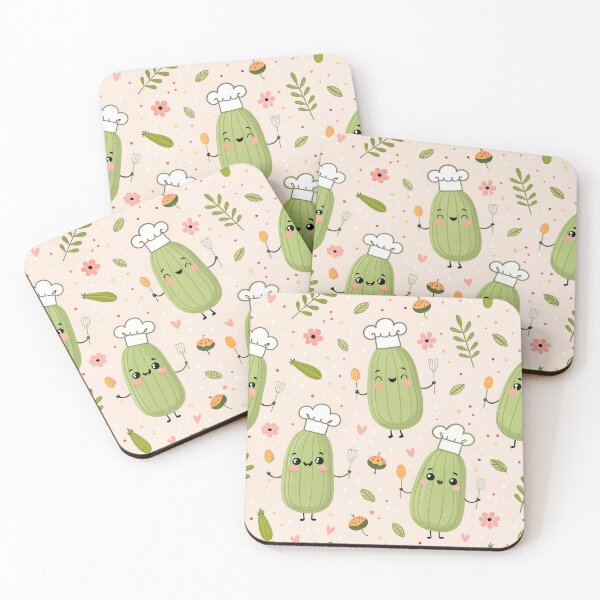 Item preview, Kawaii Zucchini Pattern – Cute Vegetable Illustration for Food Lovers & Kitchen Decor designed and sold by VividOrganica.