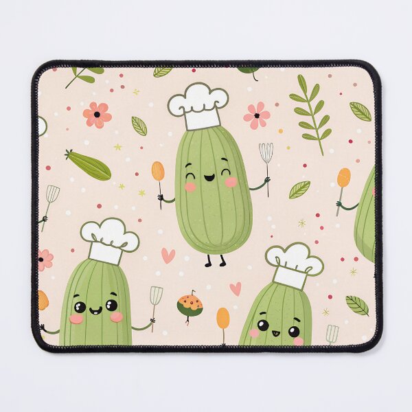 Item preview, Kawaii Zucchini Pattern – Cute Vegetable Illustration for Food Lovers & Kitchen Decor designed and sold by VividOrganica.