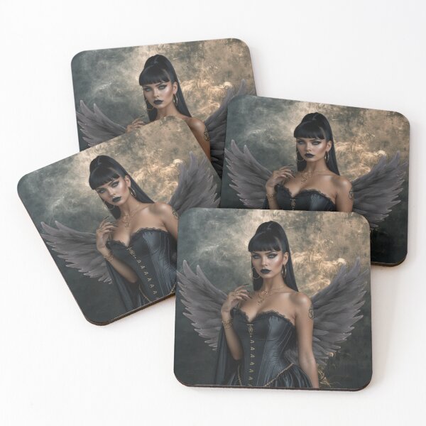 Item preview, dark angel witch – emerald gaze – gothic winged fantasy designed and sold by Traumrausch.