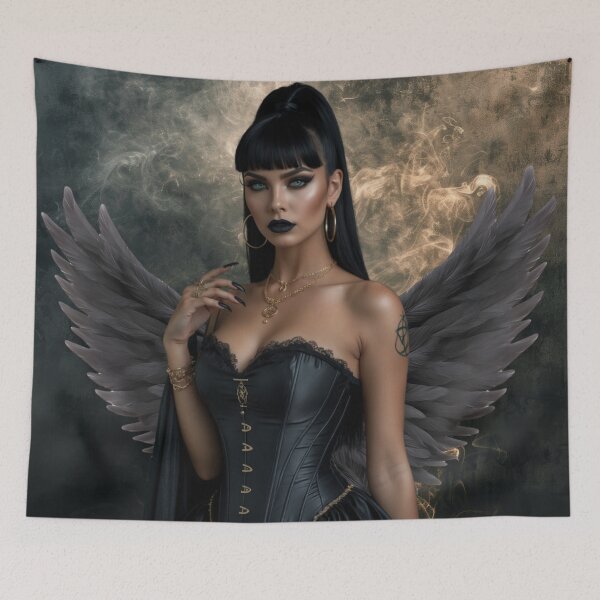 Item preview, dark angel witch – emerald gaze – gothic winged fantasy designed and sold by Traumrausch.