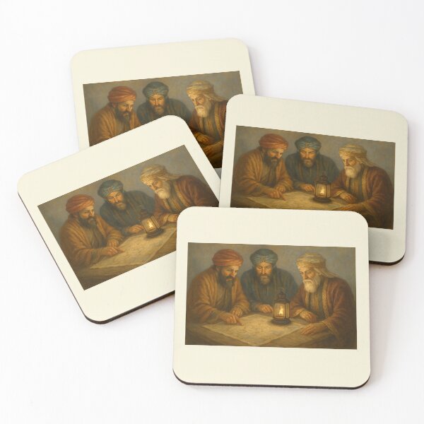 Item preview, Wise Men Studying Ancient Maps Under Lamplight designed and sold by Novel Works Studio.