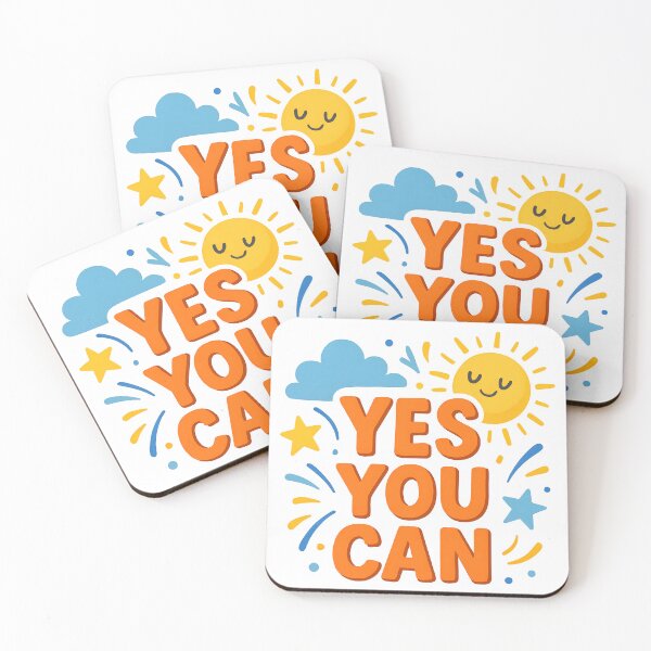 Item preview, Motivational Yes You Can Quote with Cute Cartoon Sun and Stars. designed and sold by The-T-In-Retro.