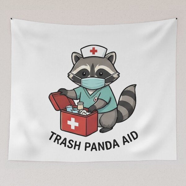 Item preview, Cute Trash Panda Raccoon Nurse First Aid designed and sold by k3rstman1.