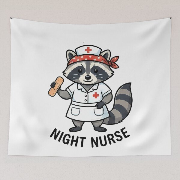 Item preview, Cute Raccoon Night Nurse Medical Professional designed and sold by k3rstman1.