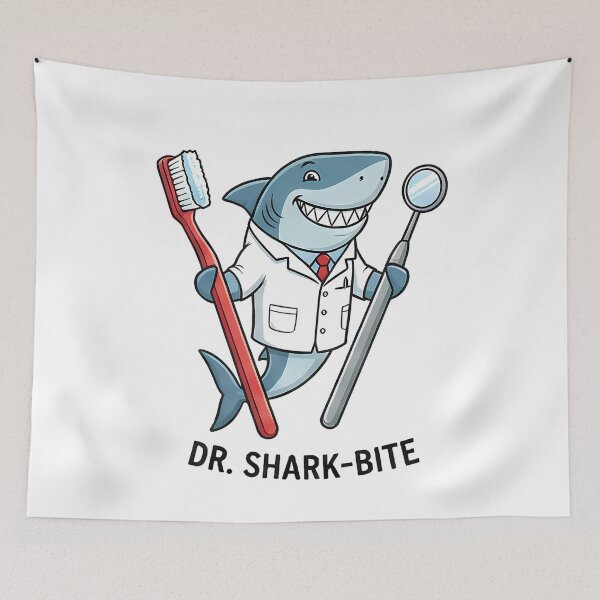 Item preview, Dr. Shark Bite Funny Dentist Cartoon Teeth designed and sold by k3rstman1.
