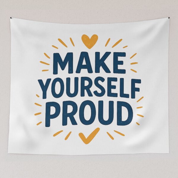 Item preview, Make Yourself Proud Positive Quote with Hearts and Sunshine. designed and sold by The-T-In-Retro.