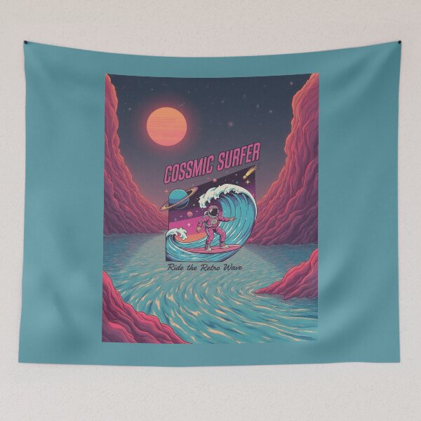 Item preview, Cossmic Surfer- Retro Sci-Fi Astronaut Riding The Wave designed and sold by SC-Shop-.