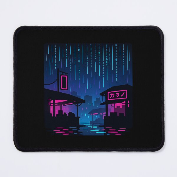 Item preview, Neon Code Rain Market – Cyberpunk Floating Bazaar Scene designed and sold by AddictiveDesign.