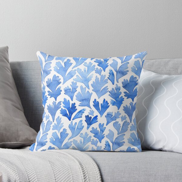 Item preview, Blue Watercolor Seaweed Pattern – Coastal Botanical Ocean Art designed and sold by Carrot Faery Art.