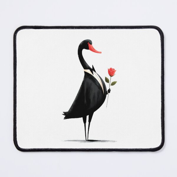 Item preview, Elegant Black Swan in Tuxedo with Red Rose - Minimalist Graphic Art designed and sold by DanielY01.